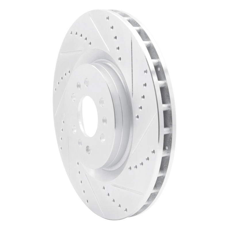 Cadillac CTS Brake Rotor (1) - Front Right - R1 Concepts - Drilled & Slotted - Silver - `04-`11
